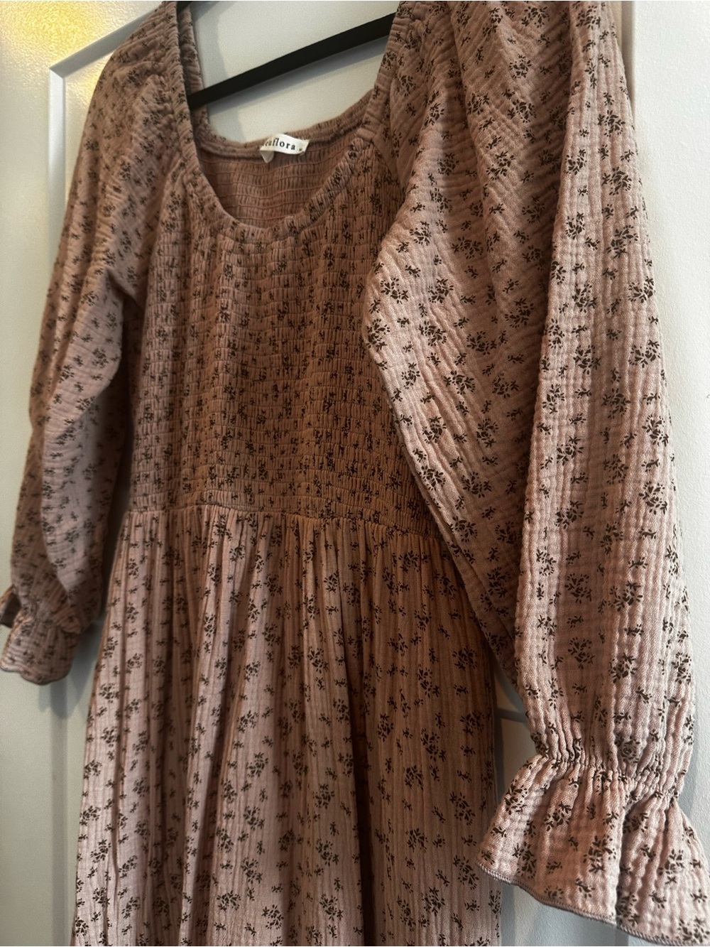 Neuflora Smocked Maxi Dress in Dusty Rose Floral, size medium - Picture 3 of 5